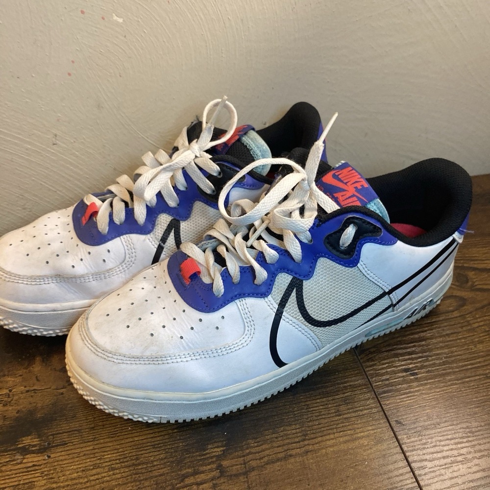 Nike Air Force 1‎ React Dimsix CT1020-102 White Hyper Royal Men's Size 9